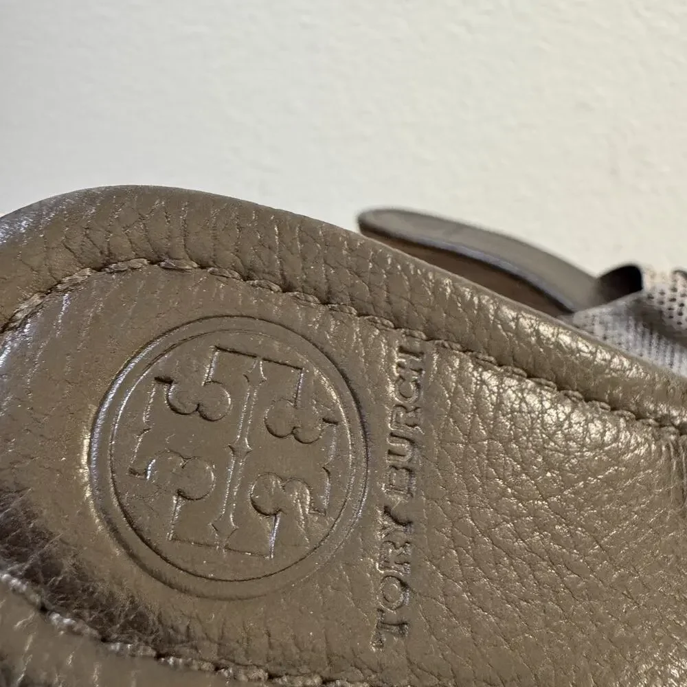 Tory Burch Patti Snakeskin Leather Platform Wedge Slide Sandals Size 8.5 M